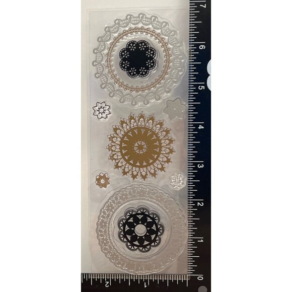 MARTHA STEWART DOILIES 42-24013 CLEAR CLING PHOTOPOLYMER STAMP SET CIRCLE FLOWER - Picture 5 of 5